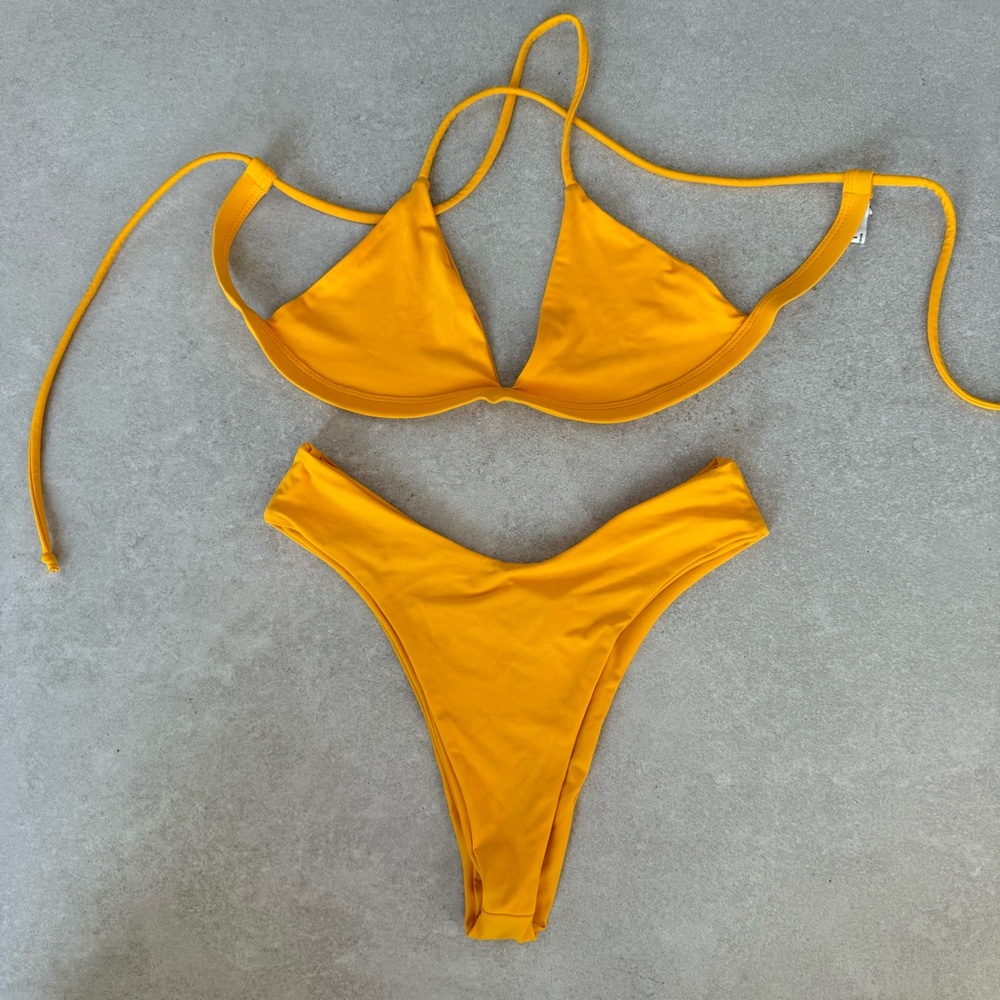 Tea you Yellow Triangle String Bikini Set - Women